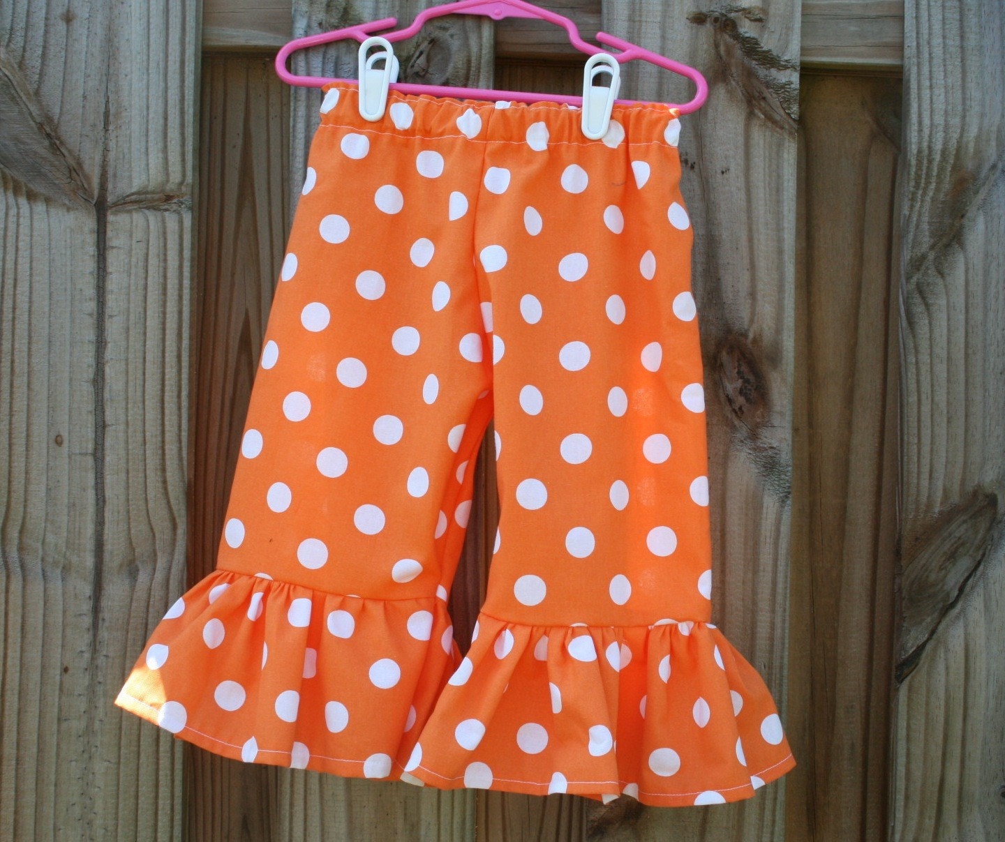 Large Dot Orange Ruffle Pants.................the PERFECT addition to any wardrobe
