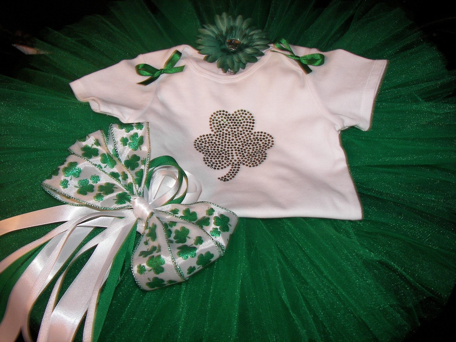 St. Patty's Princess Bling Tutu Set--Boutique Style-Fun & Adorable-Free Flower Clip