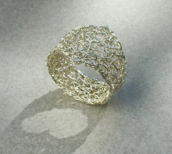 Crochet Wire Ring Sterling Silver