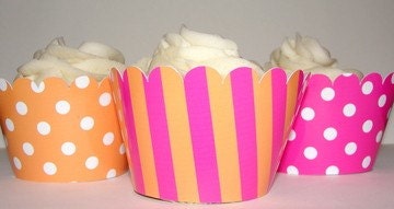 Personalized Birthday Owl Cupcake Toppers for Girl Owl Birthday Party in Pink and Orange
