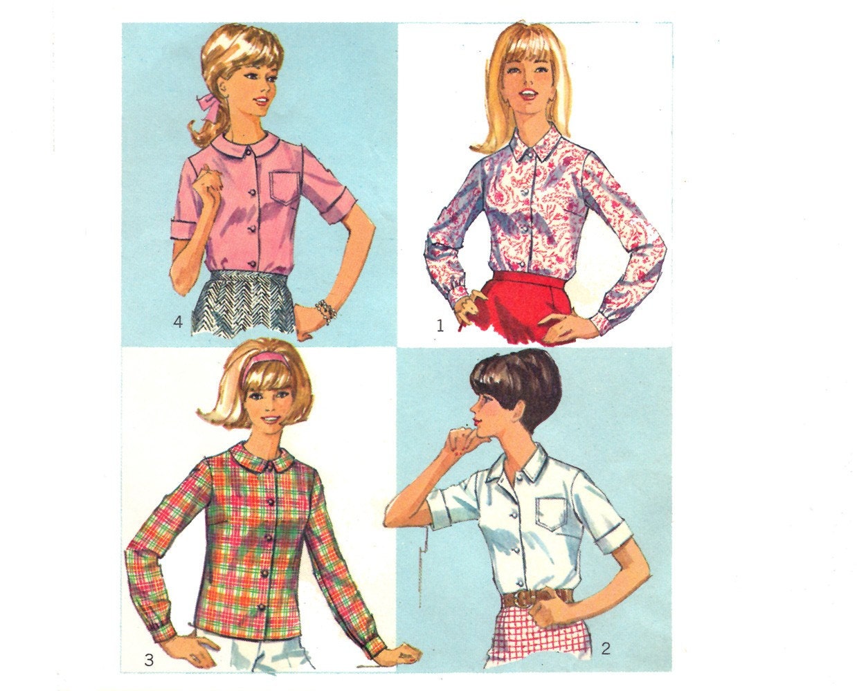 Vintage 60s Blouse Sewing Pattern Bermuda by mysweetiepiepie