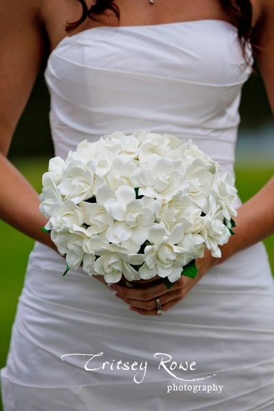 Couture Clay Gardenia Wedding Bouquet Made to Order