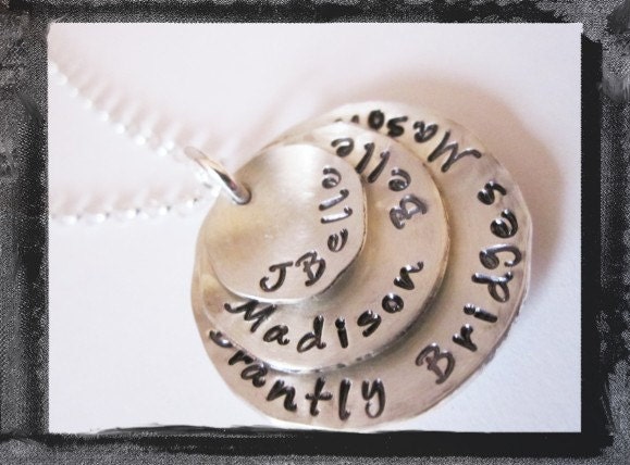 Stacked Sterling Circles Hammered and Textured....For large Family