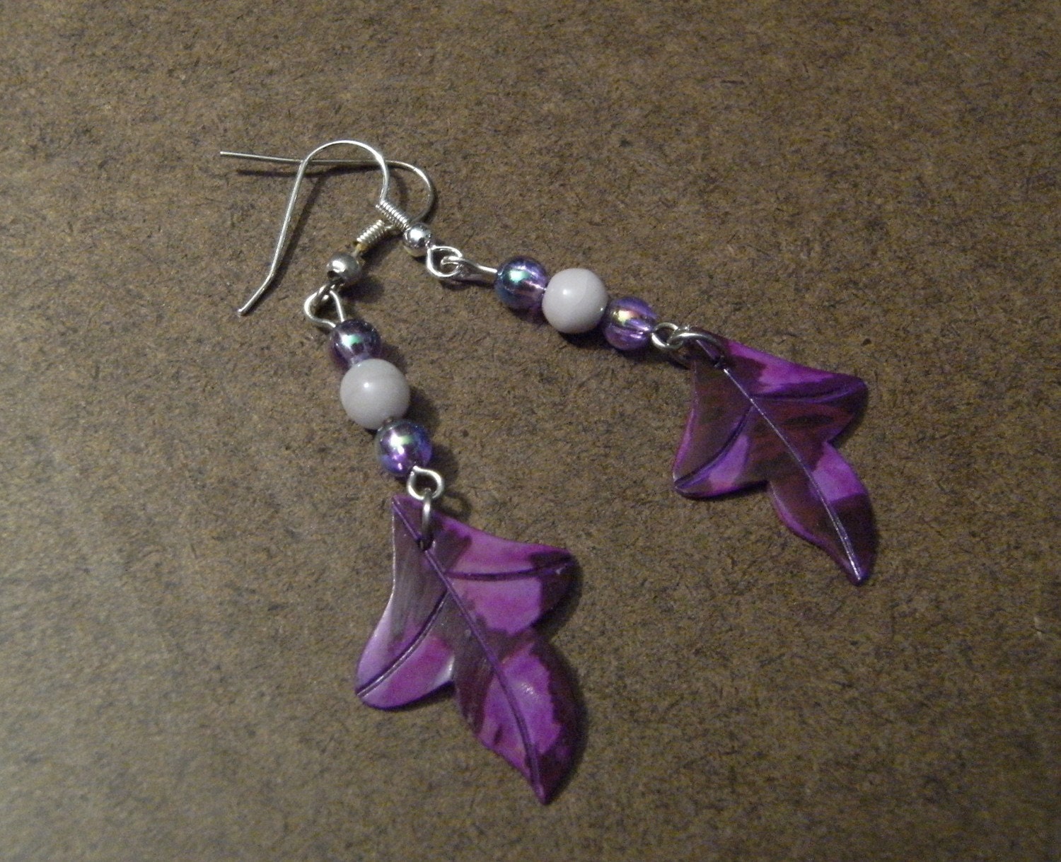 Purple Hawaiian Leaves Dangle earrings