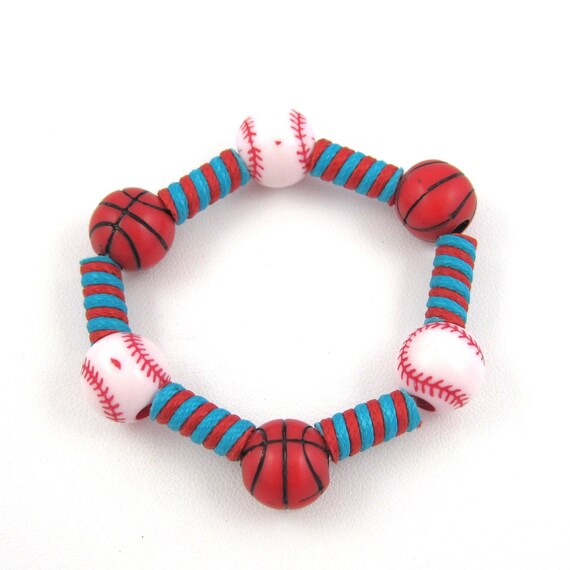 B Balls - KIDS Bracelet (Baseball, Basketball, Red, Turquoise)
