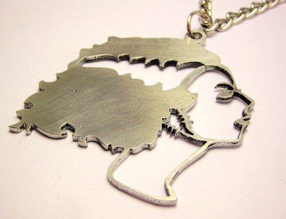 Bride of Frankenstein goth Necklace with 2 inch pendant