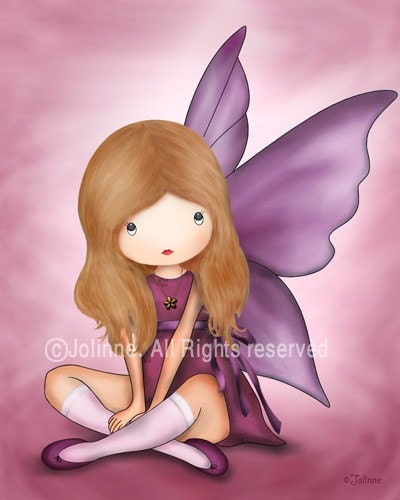 Angel art print illustration Kids wall art girls room decor fairy nursery poster, children decor