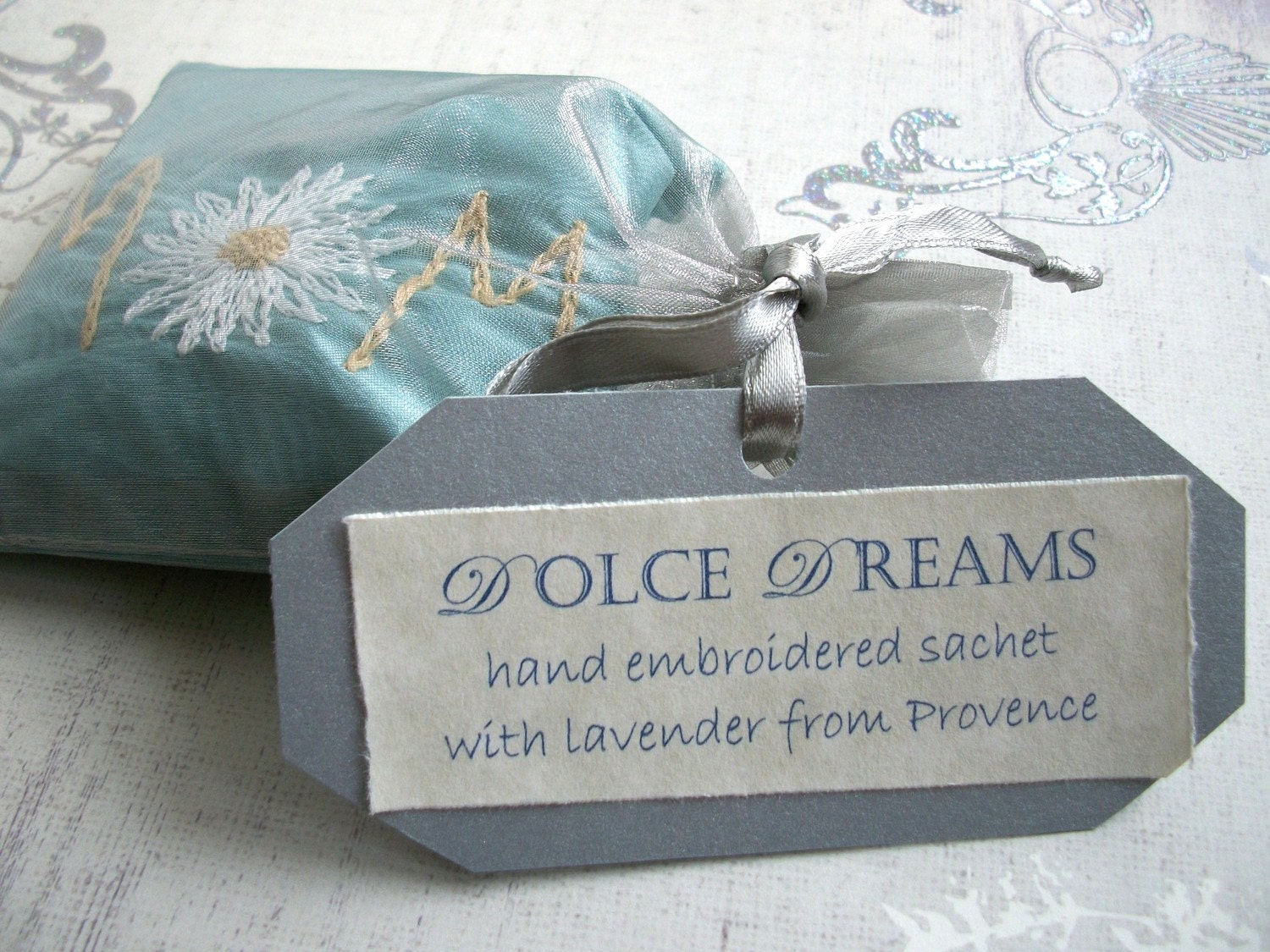 Lavender Sachet Hand Embroidered by Dolce Dreams