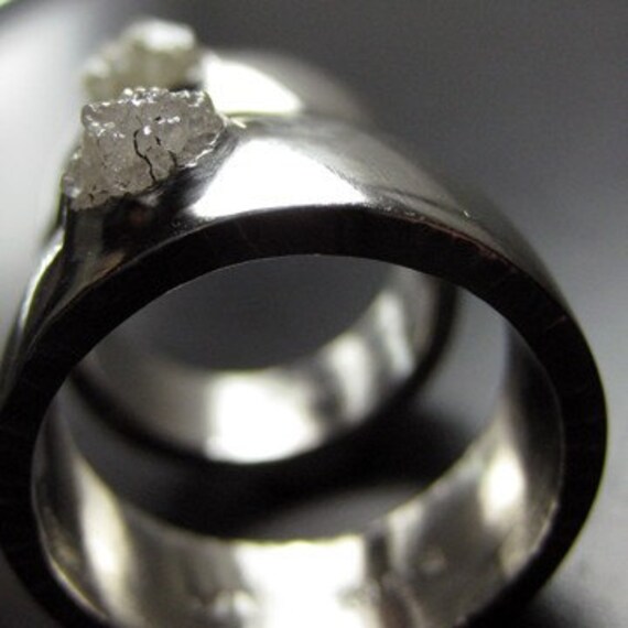 Rough Diamond Palladium Wedding Ring Set From valkasinskas
