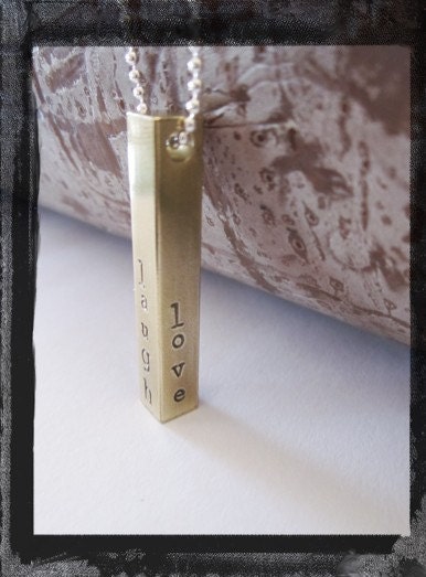 BAR NECKLACE- Hand Stamped Necklace - Personalized Charm Necklace -Unisex