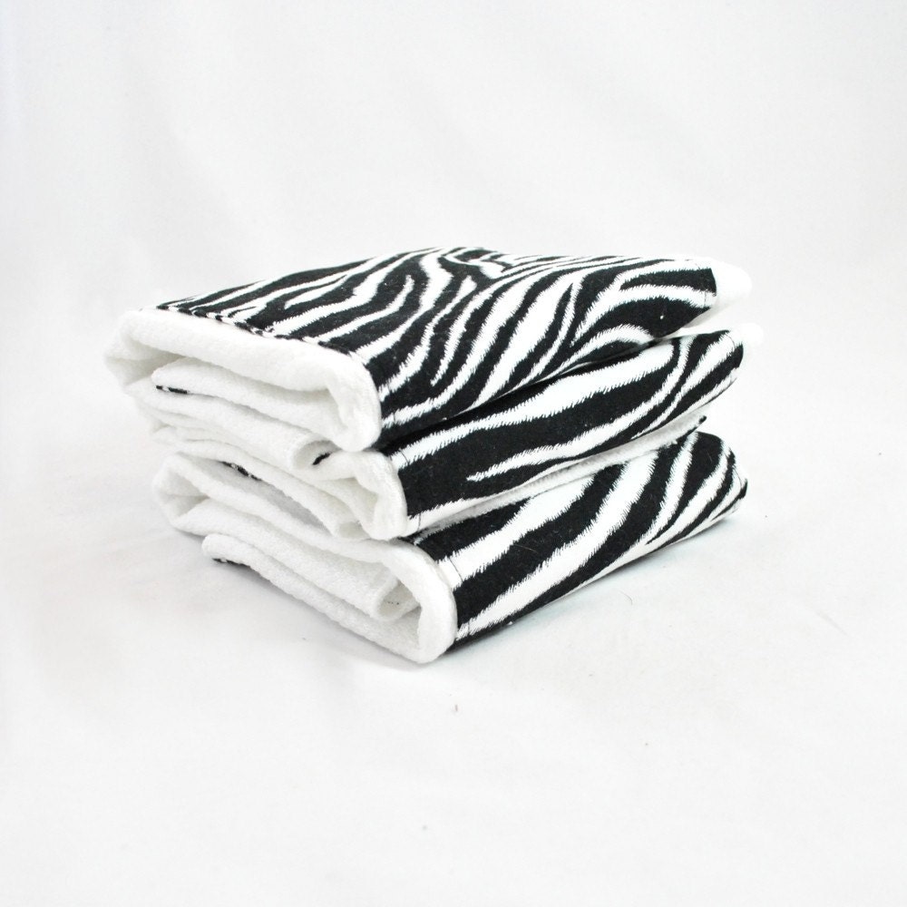 Zebra Print Embellished Pre-fold Burp Cloth--Set of 3