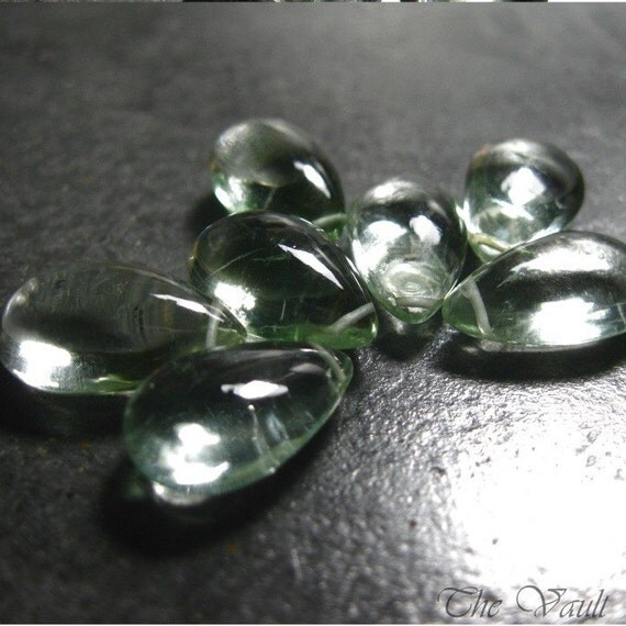 7 Prasiolite 15-17mm smooth pear briolettes - destash