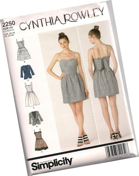 SIMPLICITY 2250 cynthia rowley designs, sundress and matching jacket, sizes 6, 8, 10, 12, and 14, new and uncut
