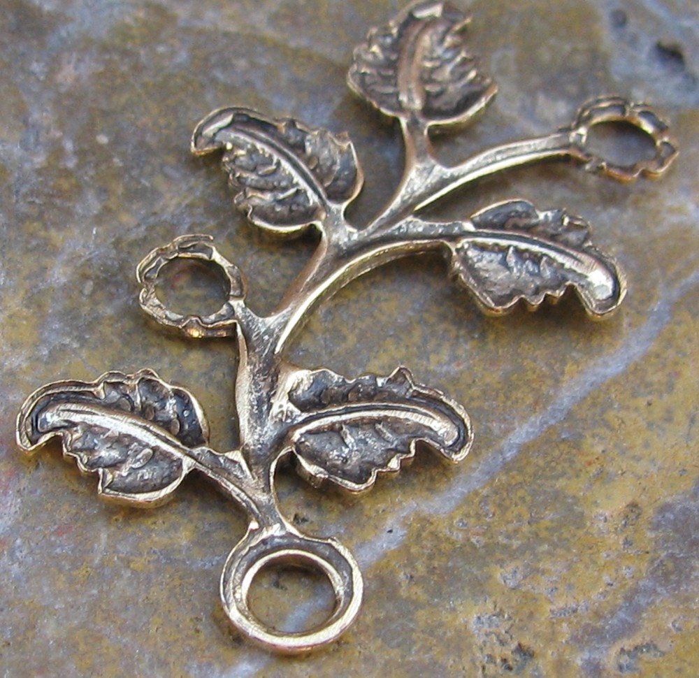 6 Antique Gold Left Side Leaf Branch Ivy Connectors Finding 1054