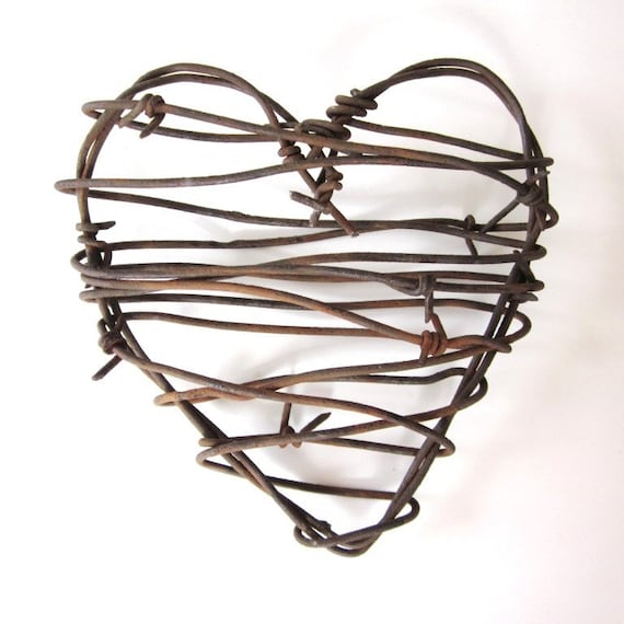 Barbed Wire Valentine Heart -Cowboy's Heart - valentines gifts Western Rusty Heart valentine decorations rustic wedding decor for him