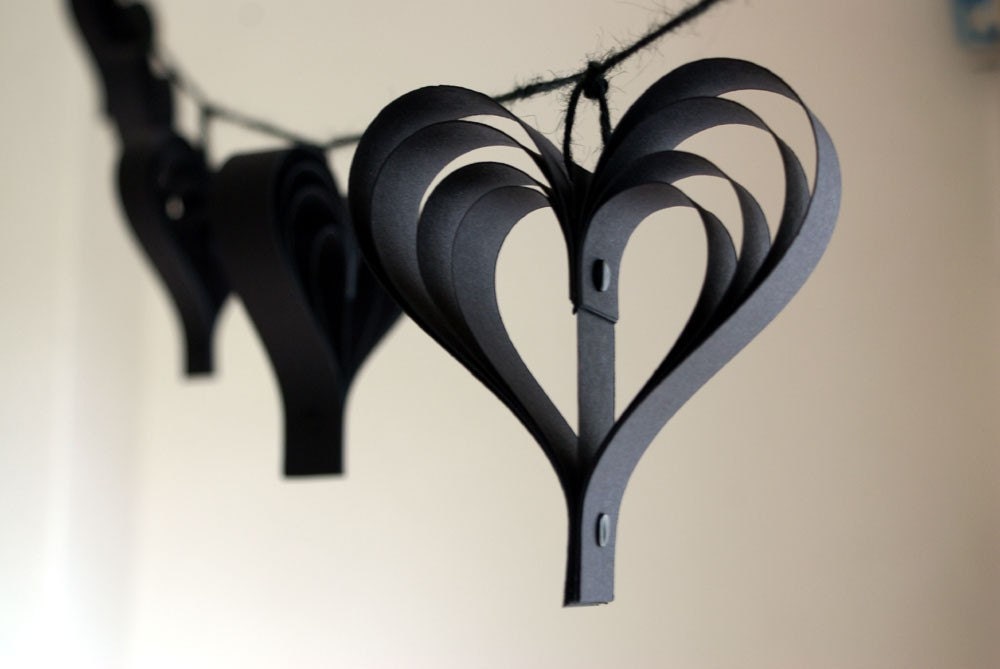 Black garland wedding garland paper hearts bookity