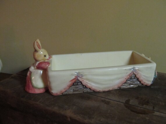 Vintage Cracker Dish with Rabbits