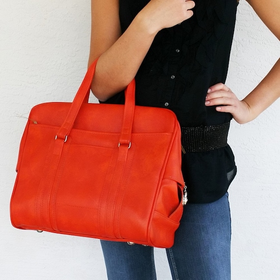 Custom Order for jaimepetruzzi VINTAGE Orange Mottled TOTE Bag Pick Your PoisonLuggage Red