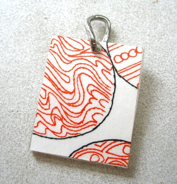 Pendant Orange Orb Whimsical RECYCLEry Upcycled Eco Friendly