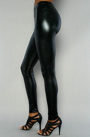 shiny black latex leggings From BenzoCouture