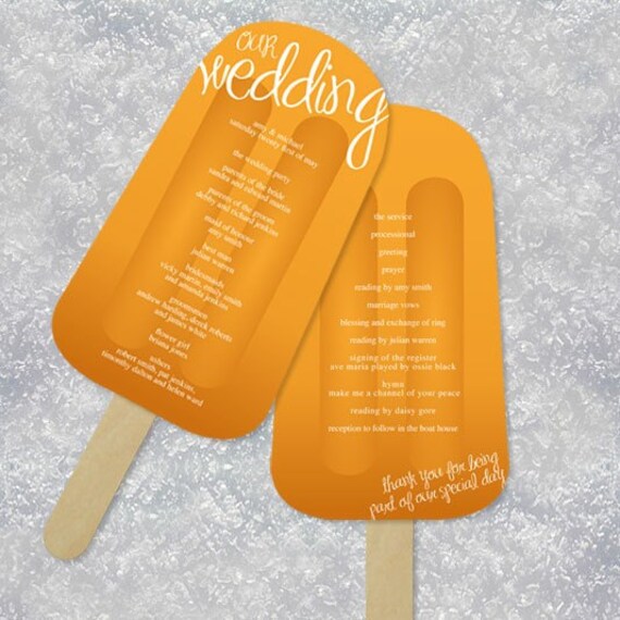 Popsicle Wedding Program Fan Printable File From Idoityourself Free TriFold