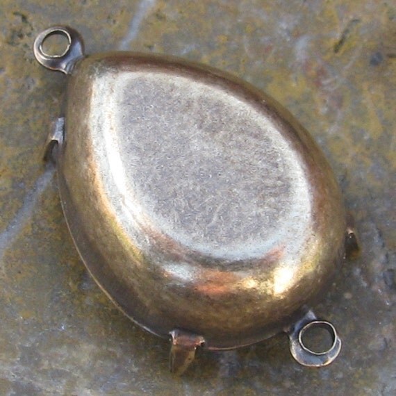 12 Brass ox 18x13 Pear Setting 2 Rings 925