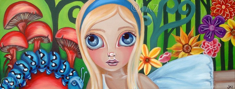 Big ART PRINT - Alice Meets the Caterpillar  - by Jaz - 6x16