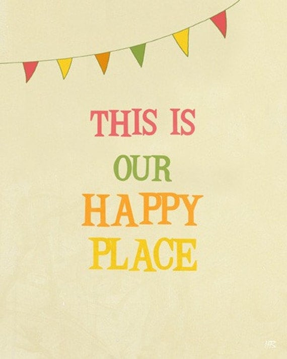 Happy Place art print with quote room decor , winter holidays gift