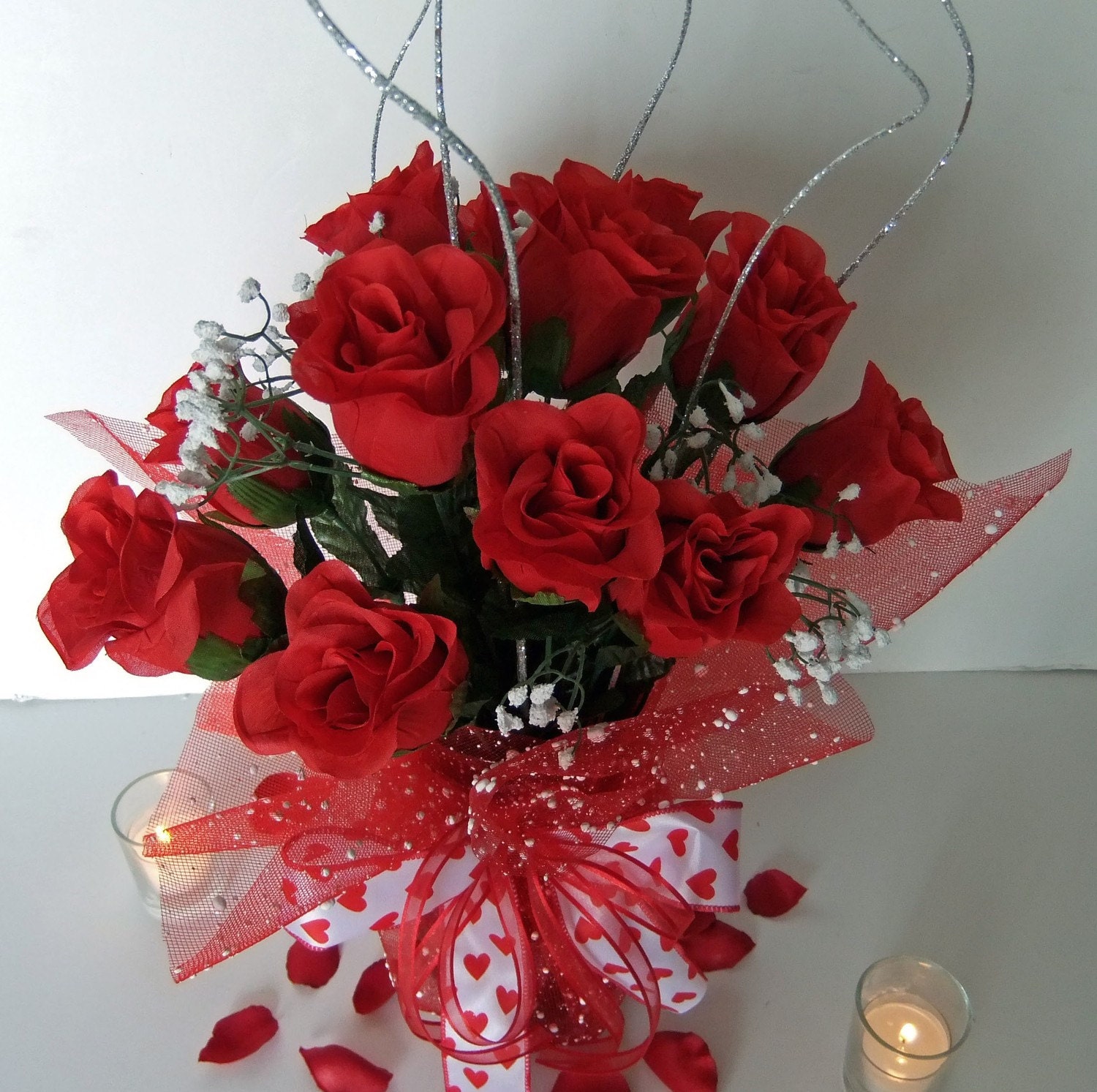 Reserved Listing for Cheryl Wedding Centerpieces Red Roses