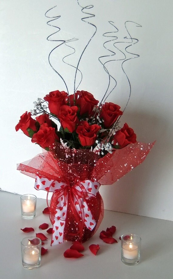 Reserved Listing for Cheryl - Wedding Centerpieces - Red Roses