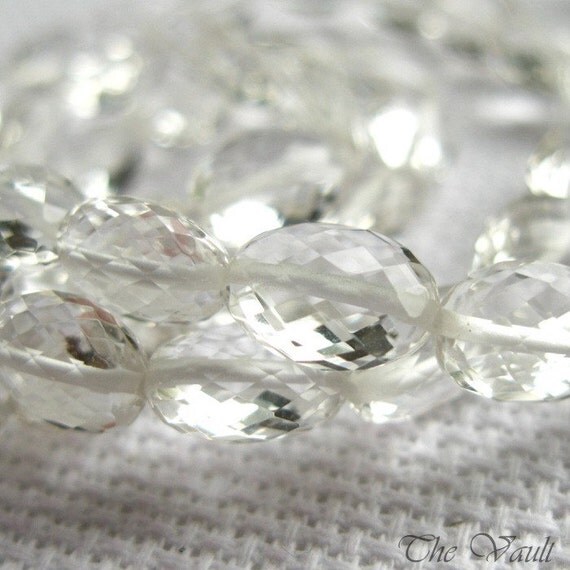6 Quartz 8-9mm oval faceted beads
