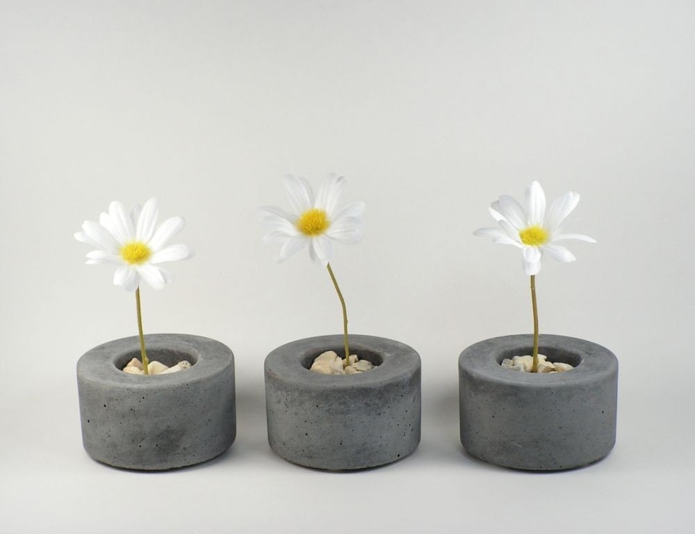 Mini Round Concrete Pot - set of 3