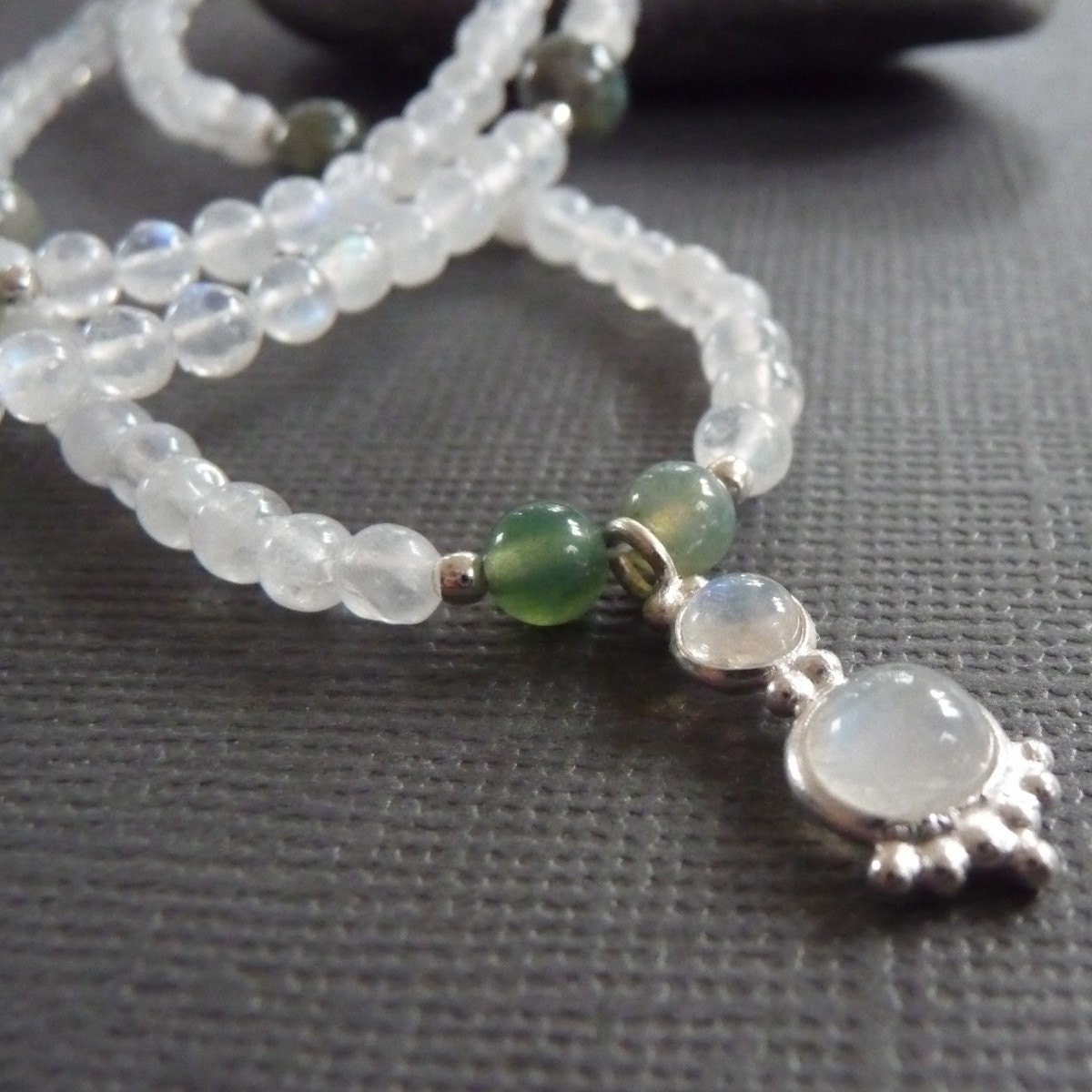 Moonlight Sonata Moonstone and Green Fancy Jasper Necklace