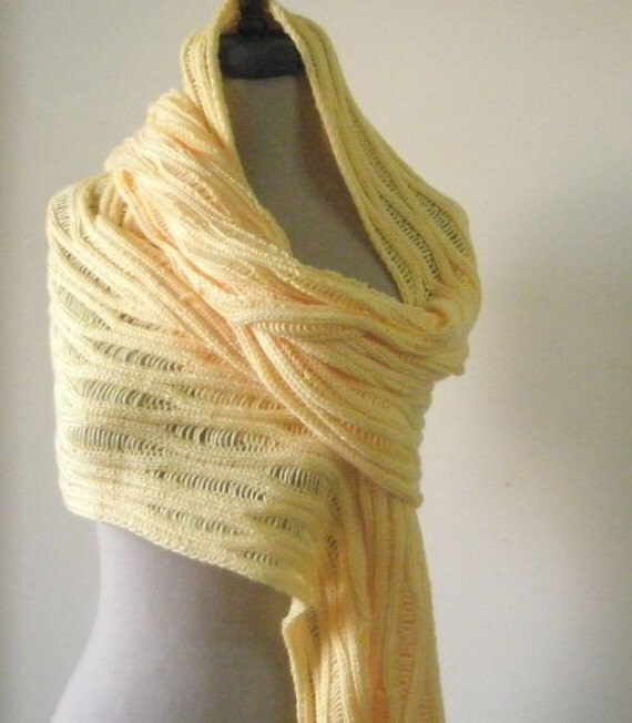 Yellow Shawl Knitting Shawl  Scarf RECTANGLE Wrap Stole Neckwarmer Cowl Spring Fashion Yellow Women Trend