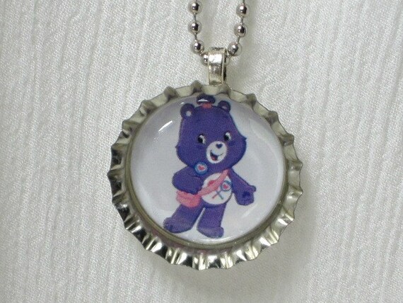 Bottlecap Necklace - Care Bear