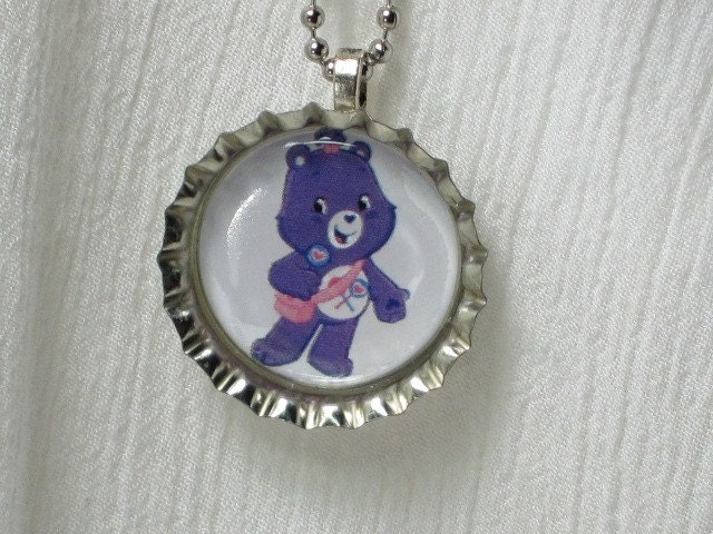 Bottlecap Necklace - Care Bear