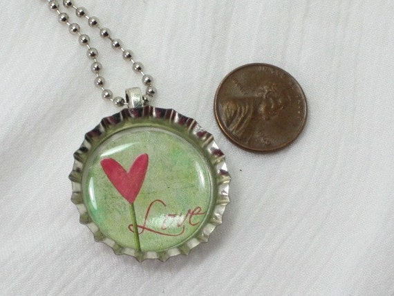 Bottlecap Necklace - Love Heart