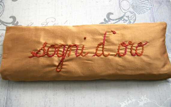 Lavender and Flaxseed Hand Embroidered Eye Pillow by Dolce Dreams