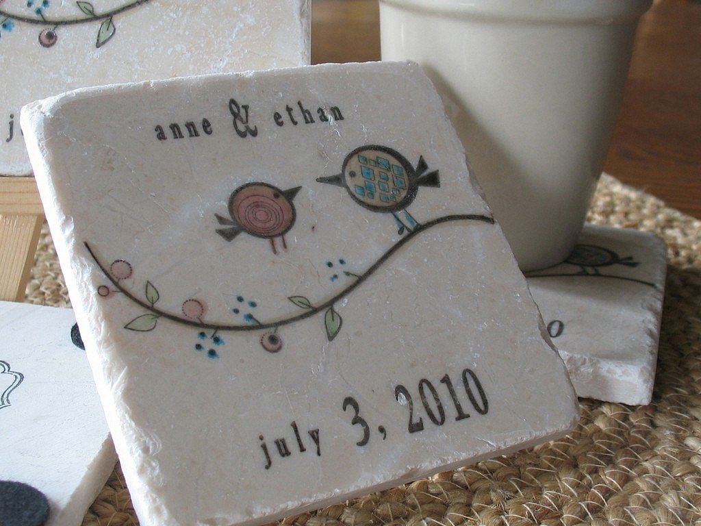 Tweet His and Her Birdie Wedding Favor Coasters, Set of 100
