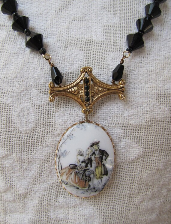 Midnight Rendevouz- necklace- refashioned vintage jewelry
