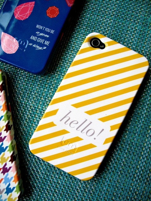 As seen in HGTV Mag - Neapolitan Stripe Custom iPhone 4 Case  with Name or Monogram - choose your own color