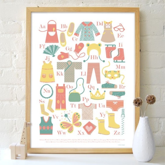 FRAMED 18x24 Dress Up Alphabet Poster