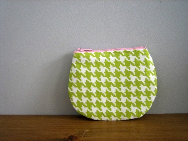 Coin Pouch - Lime Houndstooth