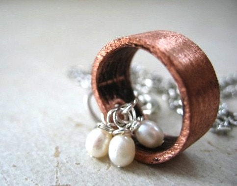 copper and pearl necklace