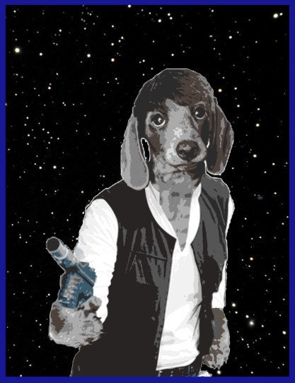 Digital Print Wiener Dog Han Solo Star Wars Pop Art