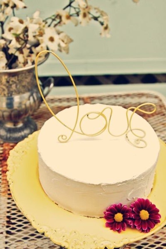 Love Wedding Cake Topper Lemon Yellow Whimsical Bridal Shower Engagement