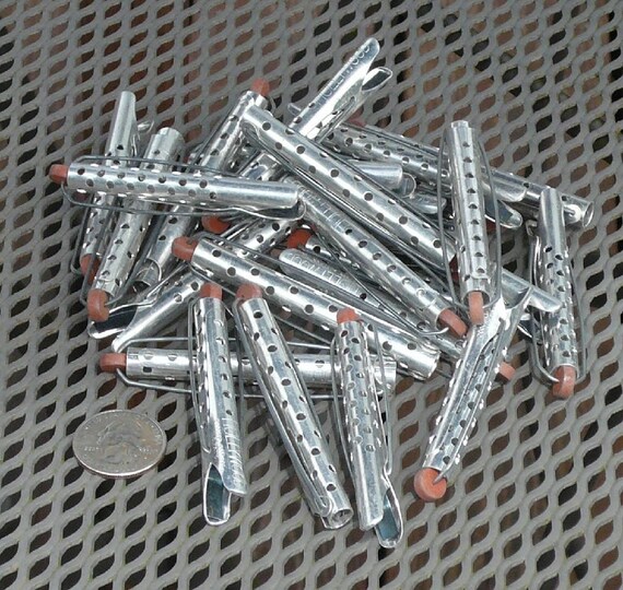 LOT of 25 Vintage Aluminum Hair Curlers OUCH