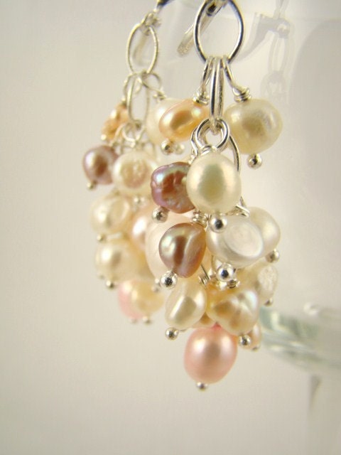 Mama's Pearl, freshwater pearl cluster in spring pastel colors