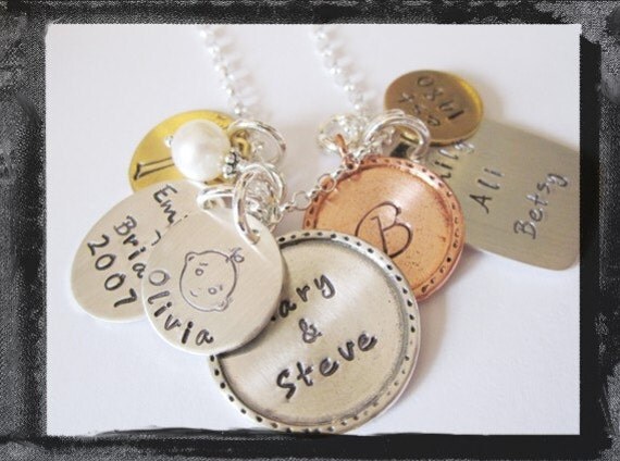 Mixed UP Metal  Large Family Cluster Charm Necklace