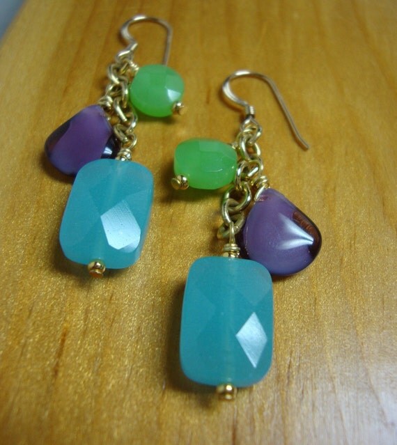 Purple And Blue Cascade Earrings Preview 1